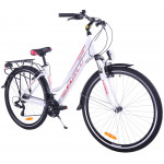 Trekingový bicykel Dámsky 28 Fuzlu Escape Bielo-červený